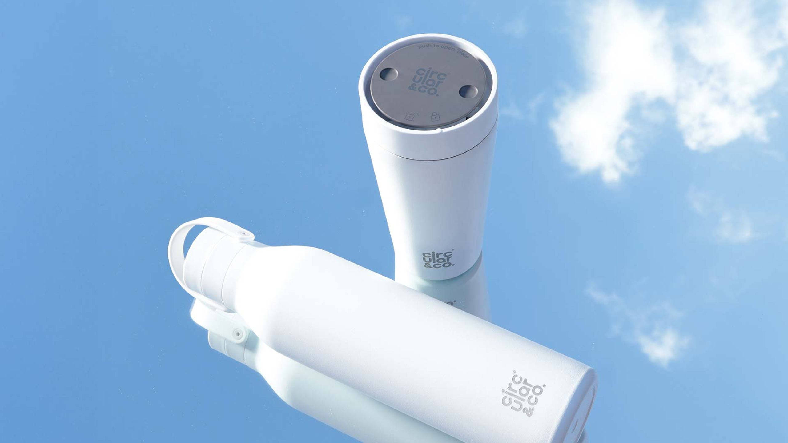 Cloud White Reusable Cup and Bottle