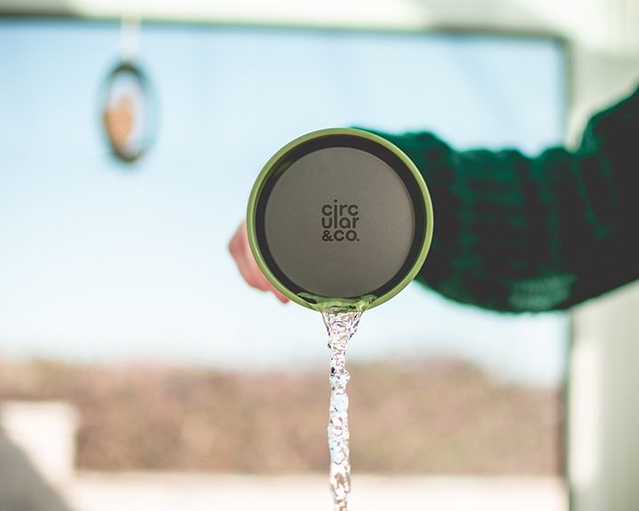 Circular Reusable Cup Pouring