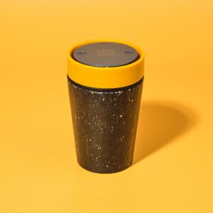 Circular&Co Website_Recycled Paper Cups_Reusable Cup_Mustard_8oz Circular&Co Reusable Coffee Cup Made From Paper Cups Grey & Mustard Yellow 8oz